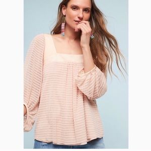 Anthropologie textured Peasant Blouse